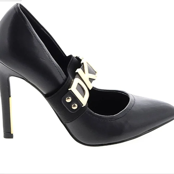 DKNY Black Leather Heels Stiletto Pumps - Picture 2 of 5